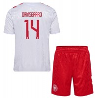 Maglia Calcio Danimarca Mikkel Damsgaard #14 Seconda Divisa Bambino Europei 2024 Manica Corta (+ pantaloncini)